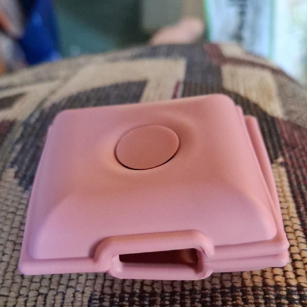 Compact Pink Silicone Case with Snap Closure Cord Keeper